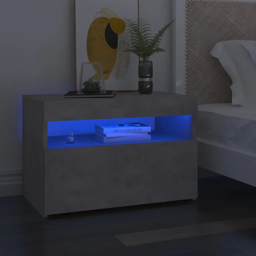 Comodino e Luci LED 2 pz Grigio Cemento 60x35x40 cm Truciolato cod mxl 47697