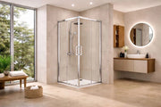 Box doccia angolare 80x80 cm con ante scorrevoli in cristallo temperato 6mm H 190cm LILIA - Cromato Lucido