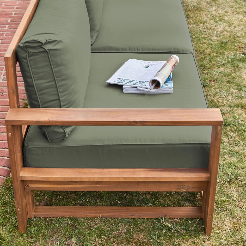 Salotto da giardino in legno, 5 posti, marrone naturale