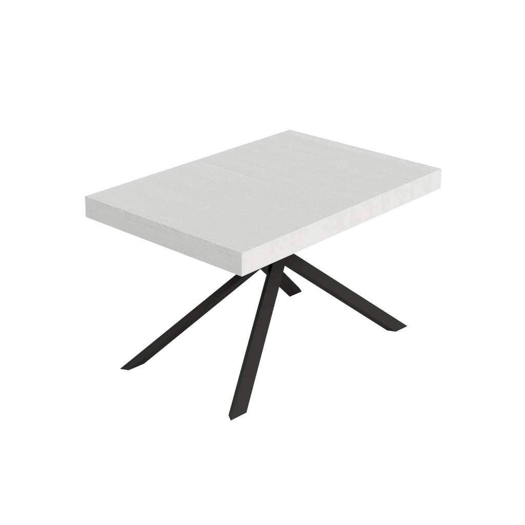 Tavolo allungabile 140/224x80cm Niket bianco frassino gambe antracite