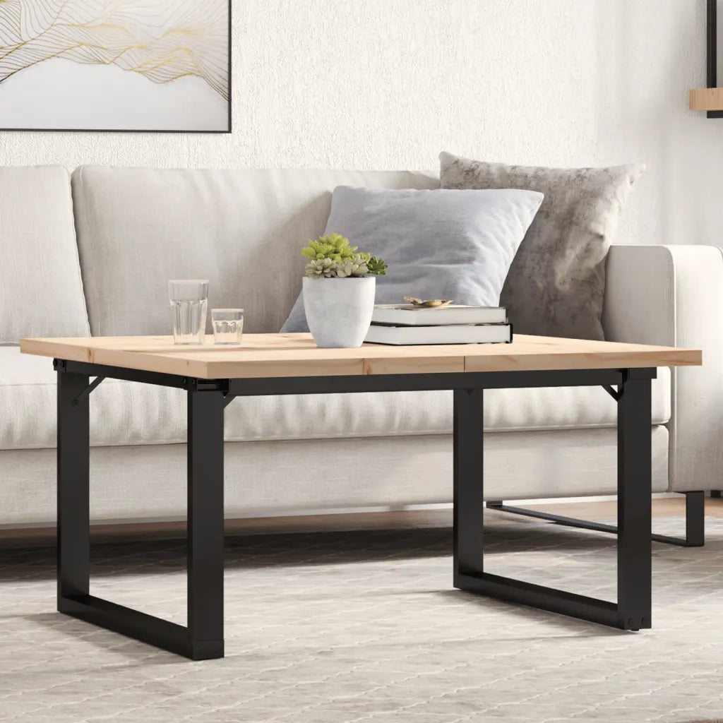 Tavolino Salotto Telaio a O 80x80x45,5cm Legno Pino e Acciaio 3282729