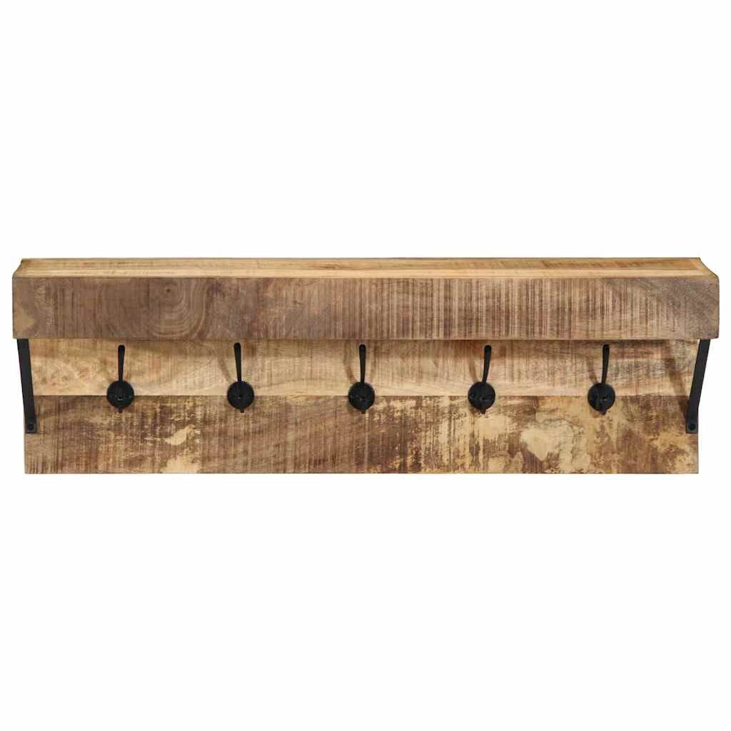 Appendiabiti moderno rettangolare con contenitore ganci e ripiano 73 x 19 x 23 cm legno massello di mango marrone 02_0057996