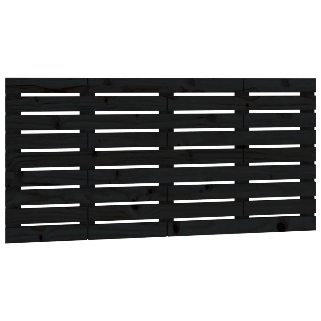 Testiera da Parete-Testiera a Muro-Testata Decorativa Nera 126x3x63 cm in Legno Massello di Pino