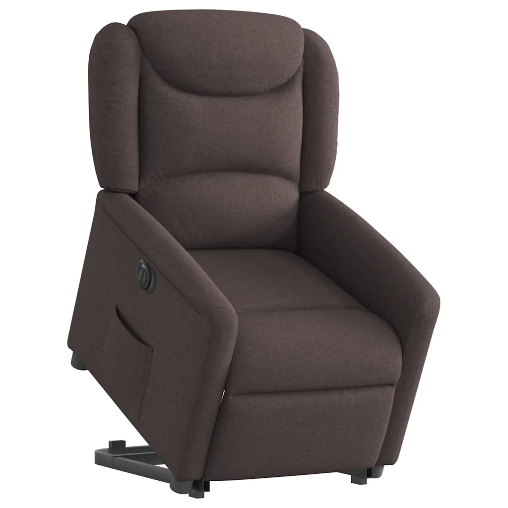 vidaXL Poltrona Alzapersona Reclinante Elettrica Marrone Scuro Tessuto