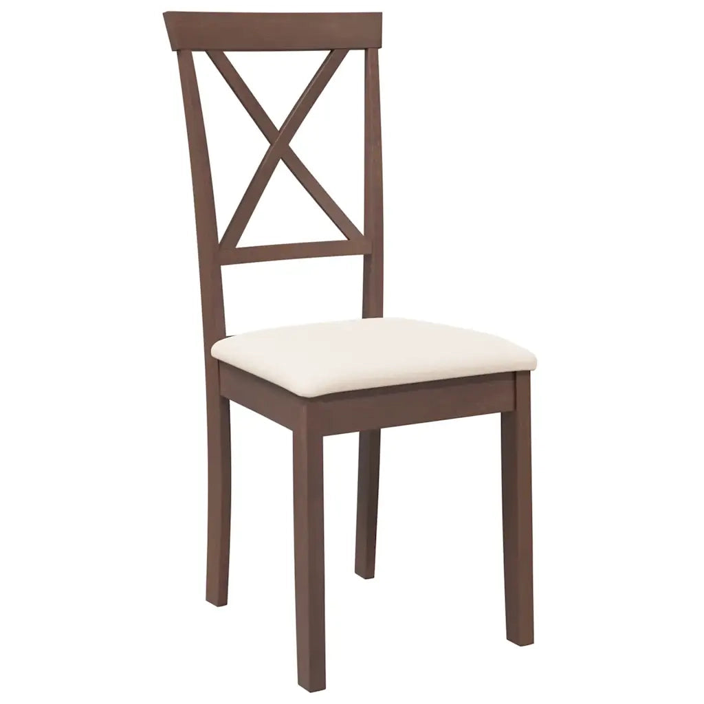 Sedie da Pranzo con Cuscini 2pz Marrone Legno Massello di Hevea 4102401
