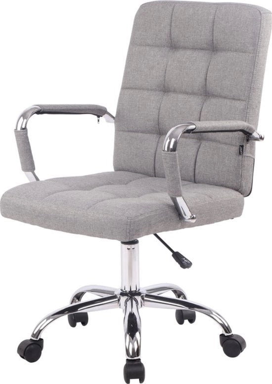 Sedia per ufficio in pelle grigia chiaro - Progettata ergonomicamente - Sedia con schienale regolabile - Adatta per adulti