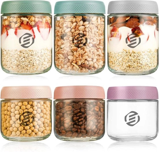 Set di Overnight Oats in Bicchieri di Vetro