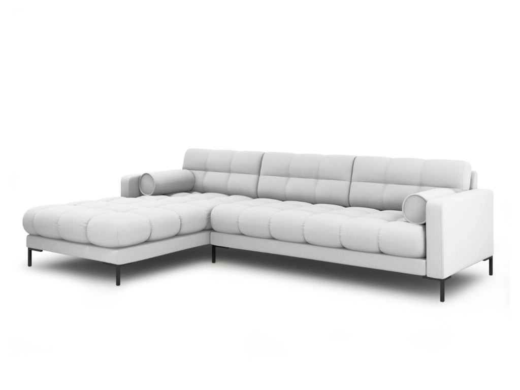 Cosmopolitan Design - Divano angolare sinistro "Bali" 5 posti in tessuto strutturato grigio chiaro 