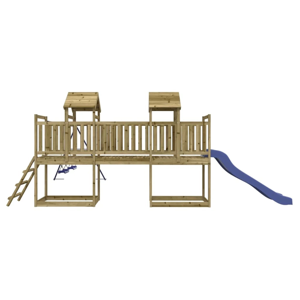 Altalene per parco giochi all'aperto scivolo altalene robuste giochi da giardino 313 x 589 x 214 cm legno di pino impregnato 02_0004823