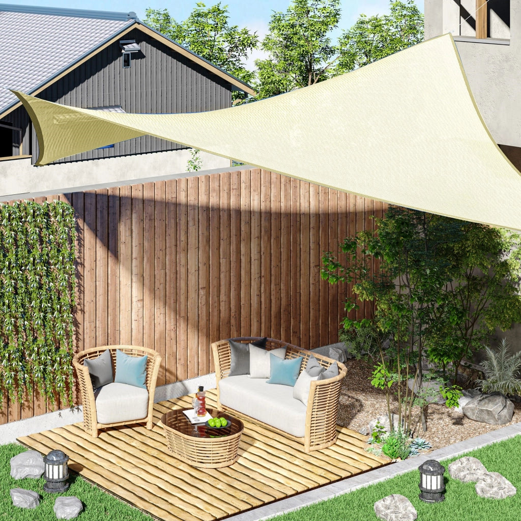 EasyComfort Vela Ombreggiante Rettangolare, Impermeabile e Anti-Raggi UV in HDPE, 3x4m, Crema