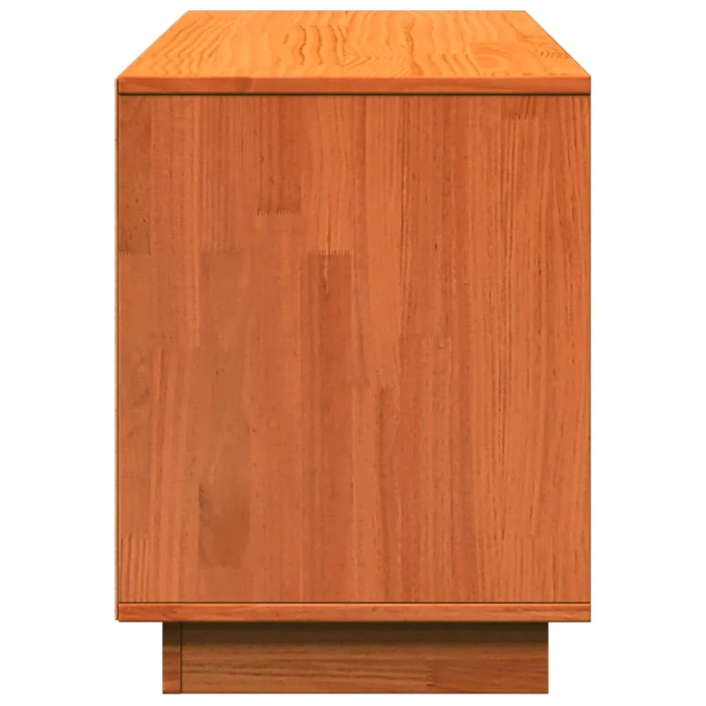 Scarpiera mobile contenitore per scarpe mobile per ingresso/corridoio/soggiorno finitura a cera 110 x 34 x 45 cm legno massello di pino marrone 02_0021743