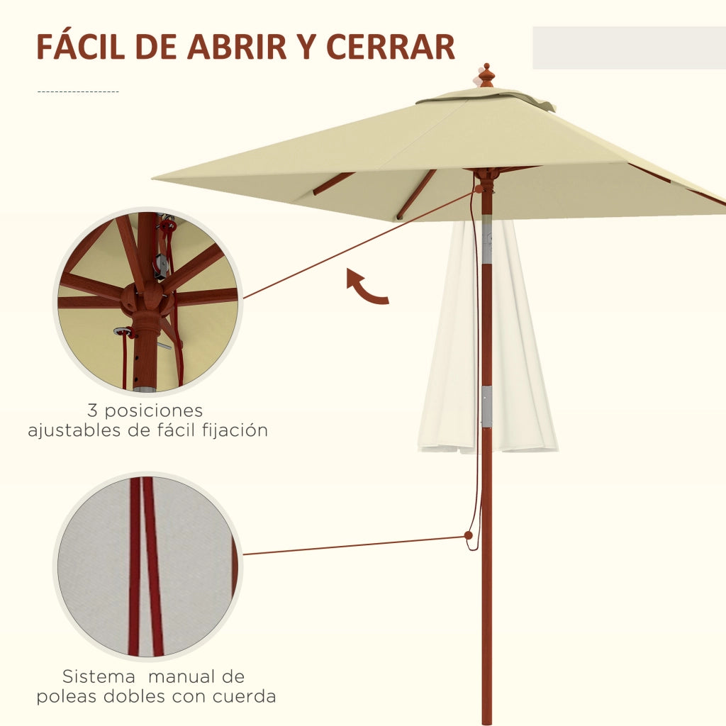 Tenda da sole rettangolare 200x150x235 cm inclinabile ¨C zephmum ¨C beige