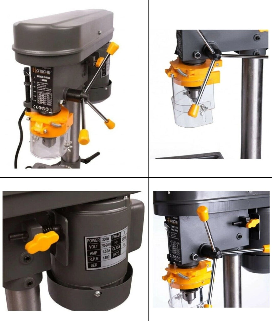 Trapano a colonna da banco 350W mandrino a cremagliera 13mm 580-2650RPM P805001
