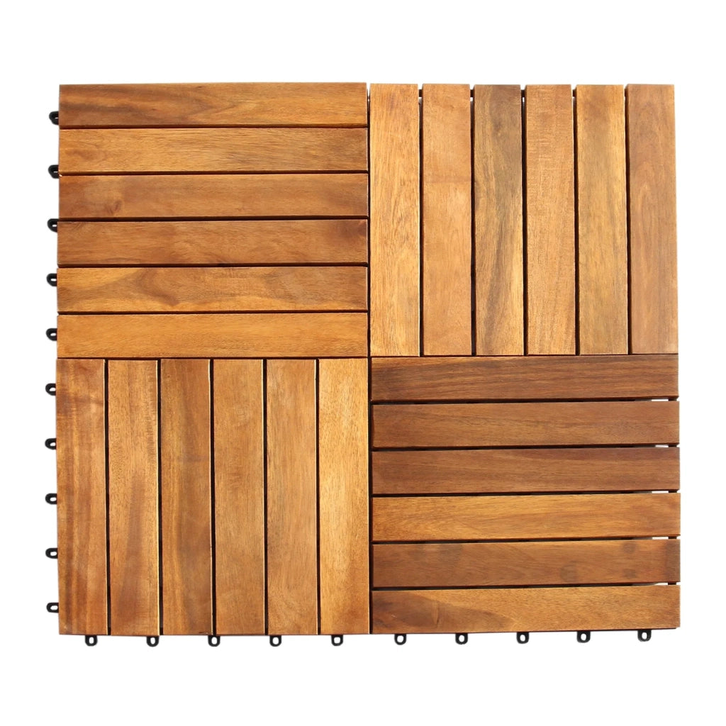 Mattonelle da Giardino ad Incastro Autobloccanti Piastrelle da Esterno Trattate a Olio Copre 3.5 Metri Quadri a Pacco 30cm x 30cm per Mattonella