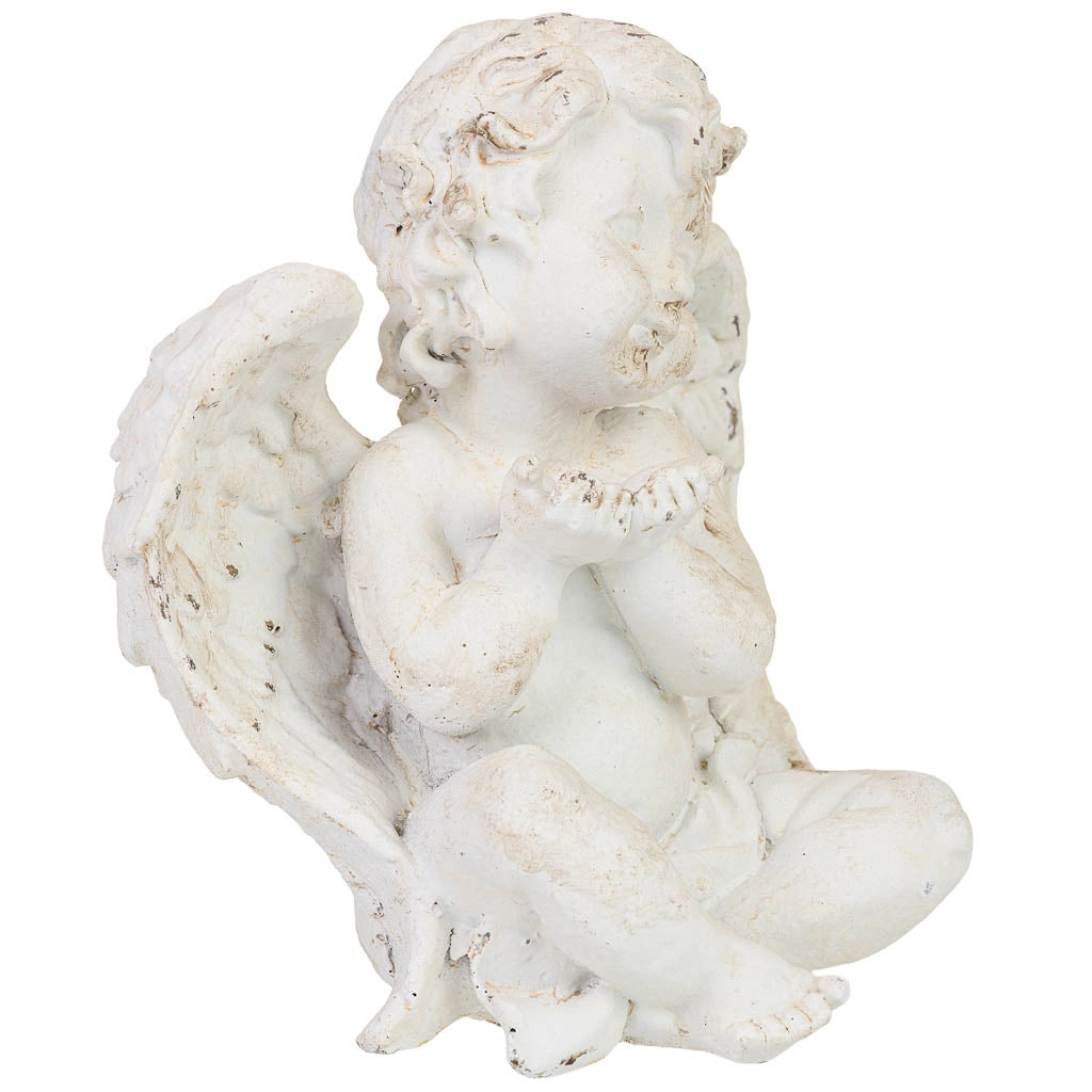 Statuetta decorativa a forma di angelo in resina bianca, 17 x 12 x 20 cm (altezza)