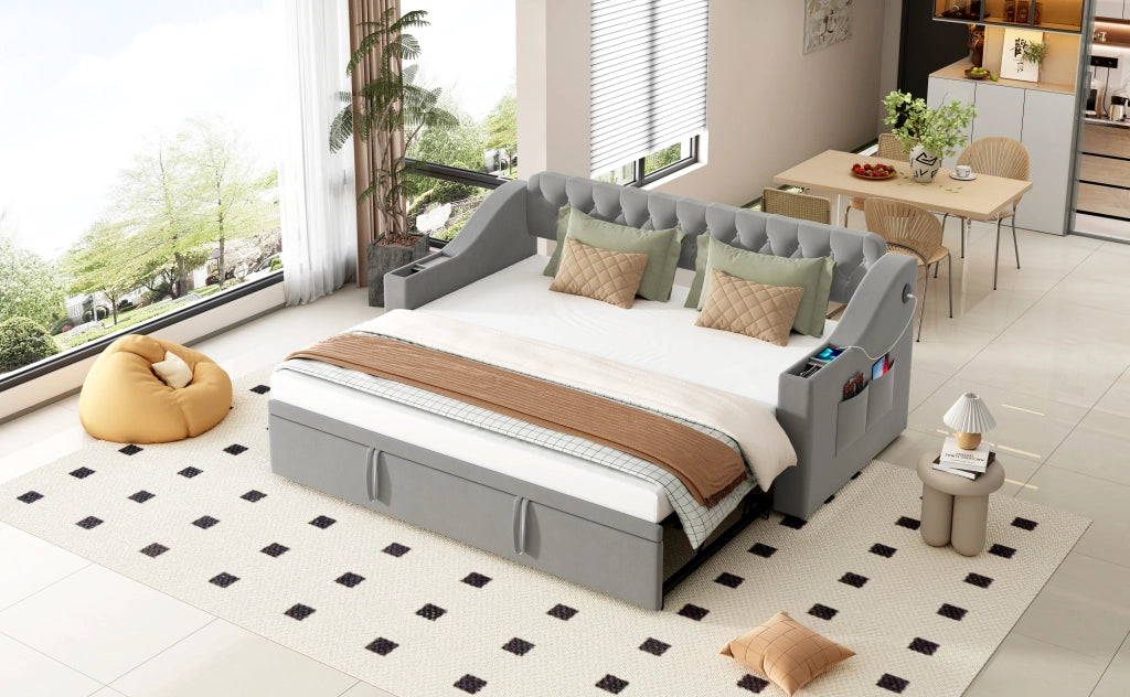 Letto poltrona trasformabile in letto samto grigio 90x190 cm