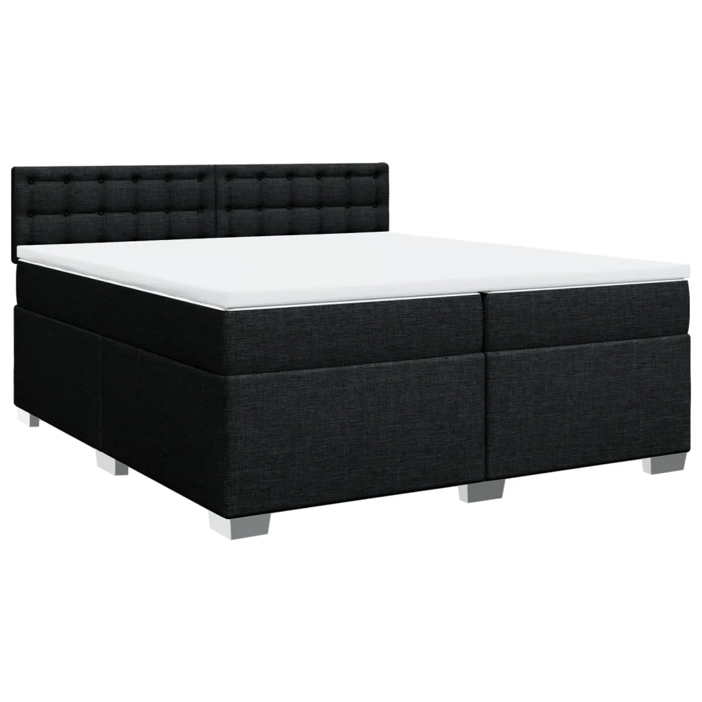Giroletto a Molle con Materasso Nero 200x200 cm in Tessuto