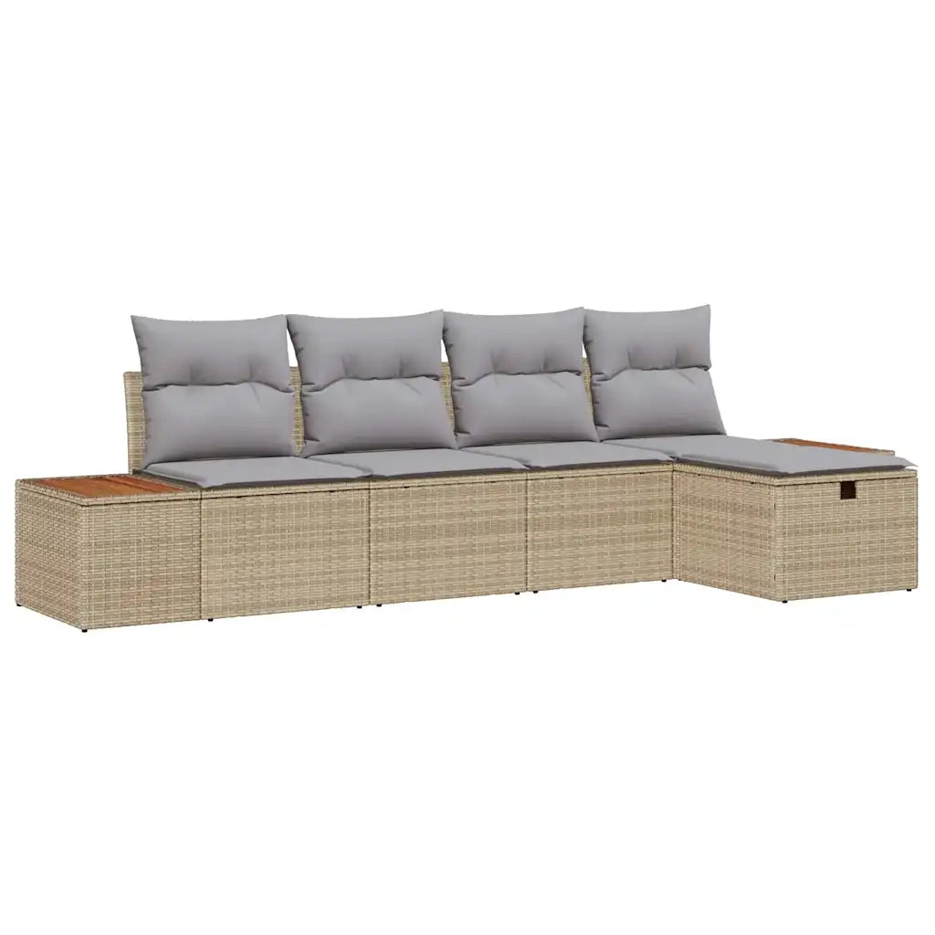 Set Divano da Giardino con cuscino 5 pcs Beige polyrattan 3359622