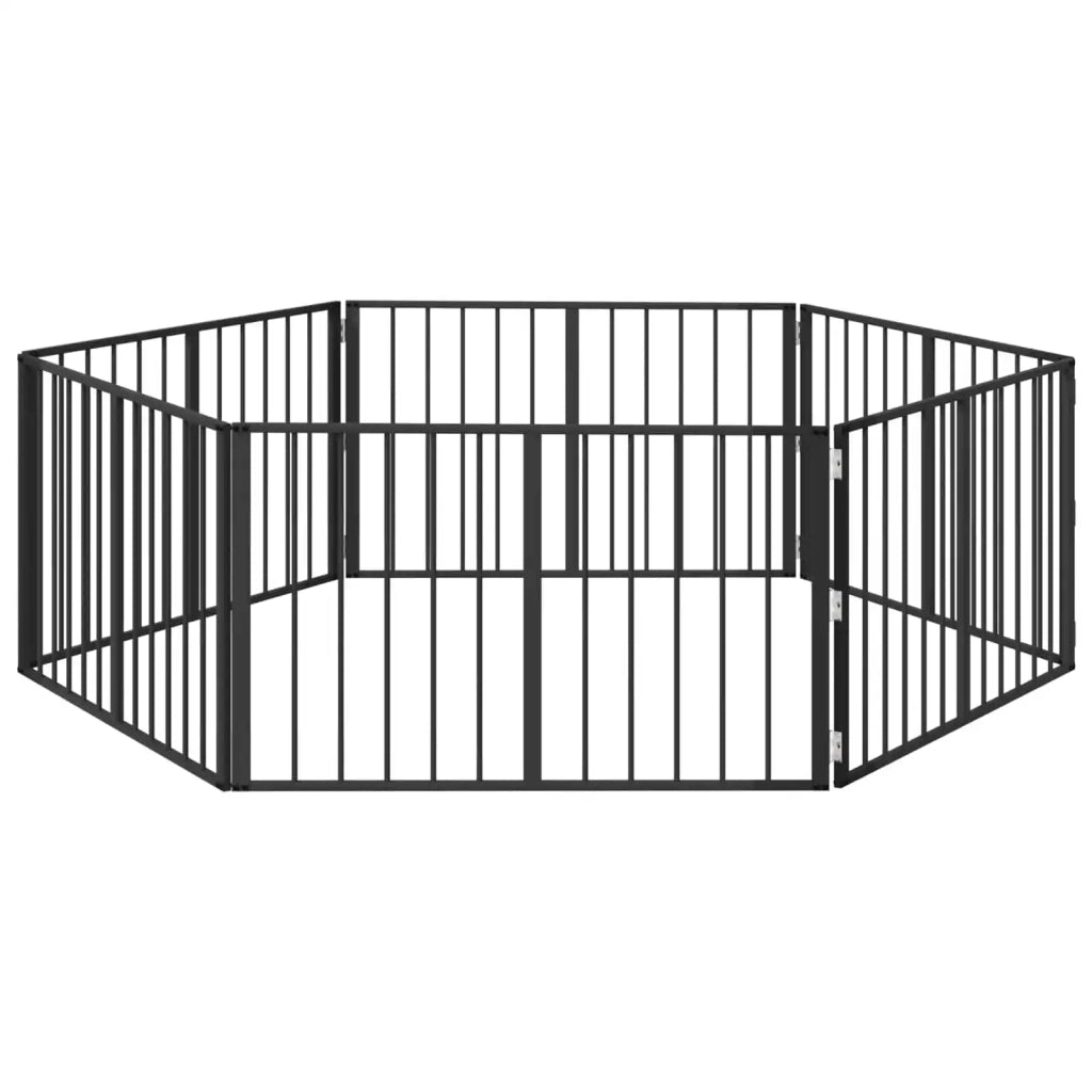 Cancello per cani 6 pcs Nero 100 x 60 cm Acciaio zincato 891998