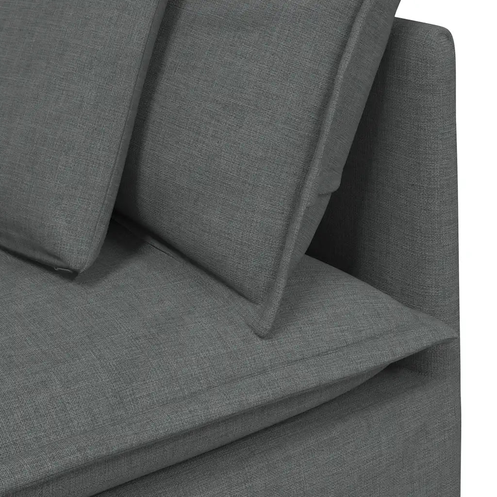 Divano Modulare con Poggiapiedi e Cuscini Tessuto Grigio Scuro 3321298