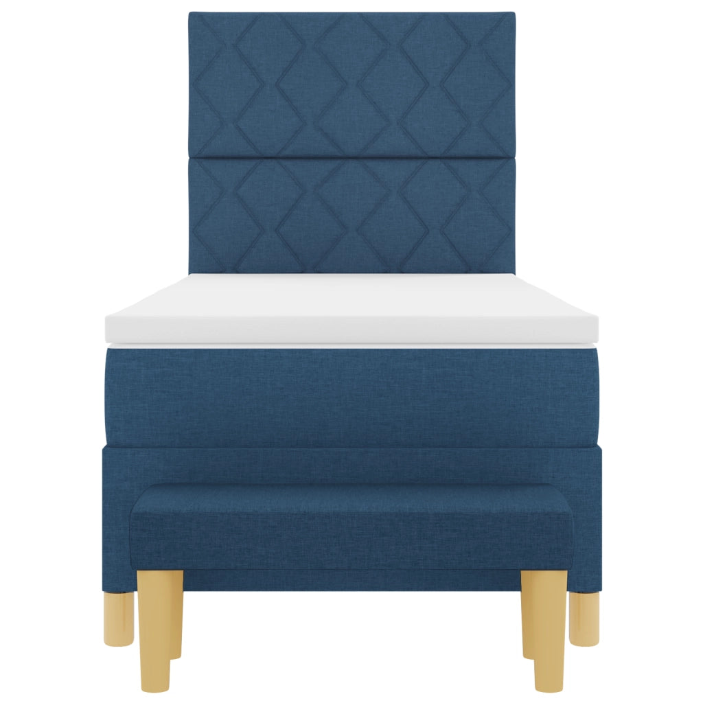 Letto a Molle con Materasso e Panchina Blu 100x200 cm Tessuto