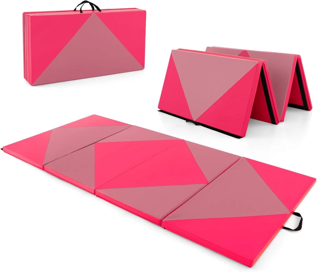 Tappetino da Ginnastica Pieghevole, Spessore di 3,8 cm, Tappetino Sportivo Fitness, Imbottitura in Cotone con Perline EPE, Tappetino da Palestra Spesso, Dimensione Aperta 240 x 117 cm