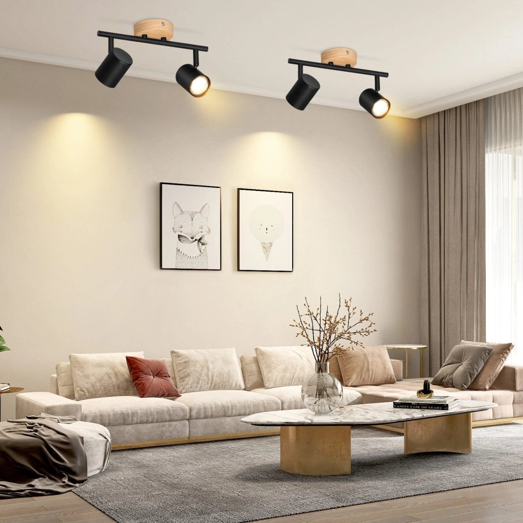 ZMH Faretto da soffitto neri moderni 2 fiamme GU10 per camera letto corridoio