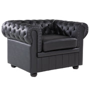 Poltrona Chesterfield nera Vera Pelle trapuntata in stile Contemporaneo