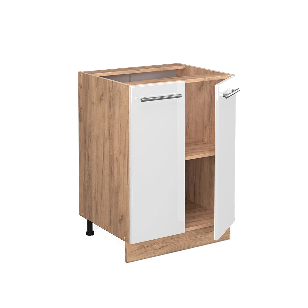 Mobiletto base cucina Fame-Line Bianco lucido/Rovere dorato 60 cm senza piano di lavoro Vicco