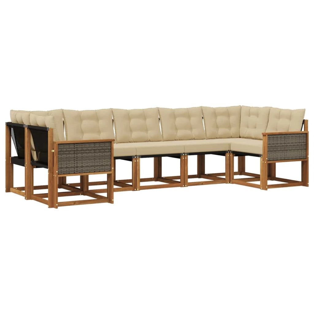 Set di divani da esterno 7 pz Naturale e Beige 3382189
