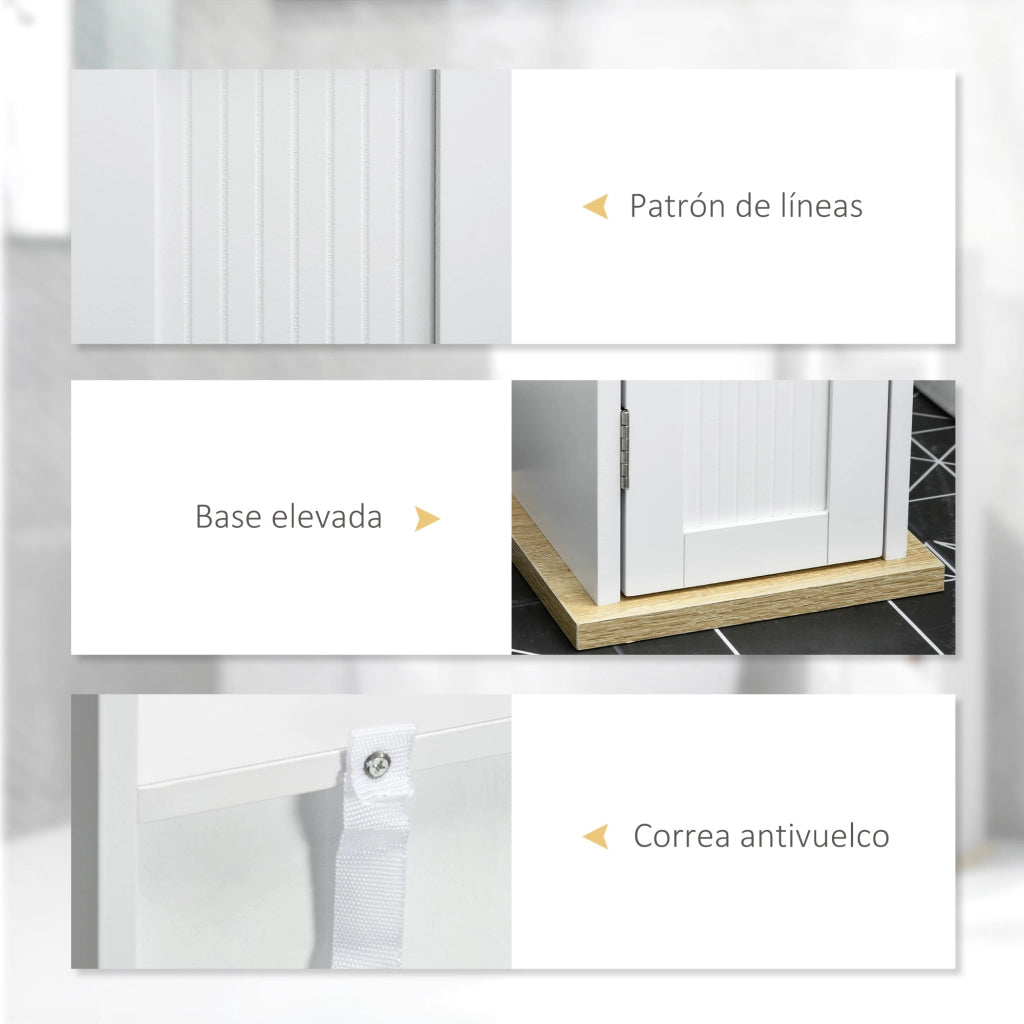 Colonna Bagno Armadio con Ante e Ripiani ¨C zephmum ¨C Bianco 20x20x80 cm