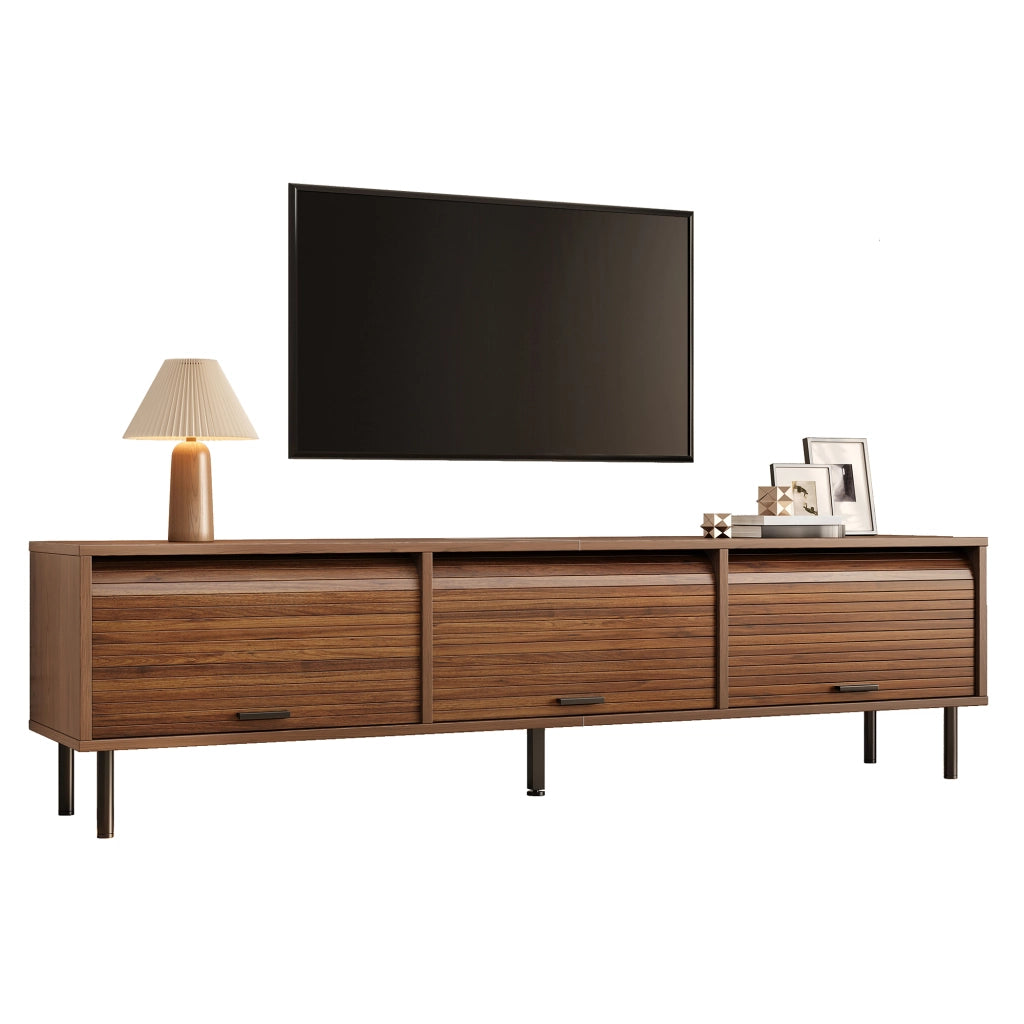 Mobile TV con 3 porte scorrevoli verso l'alto e 5 piedi in metallo; per soggiorno; 180 × 40 × 55 cm; noce
