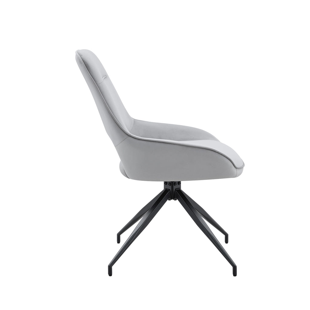 Sedia da Pranzo Girevole 360 gradi con Braccioli in Velluto e Metallo, Grigio Chiaro Nero 80 × 47 × 56 cm