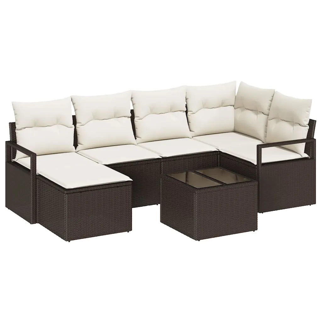 Set di divani 7 pcs Marrone polyrattan