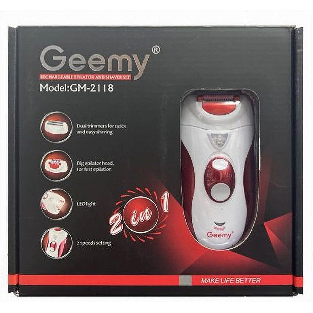Trade Shop - Set Epilatore Rasoio Ricaricabile Donna 2in1 Dispositivo Elettrico Corpo Gm-2118 -