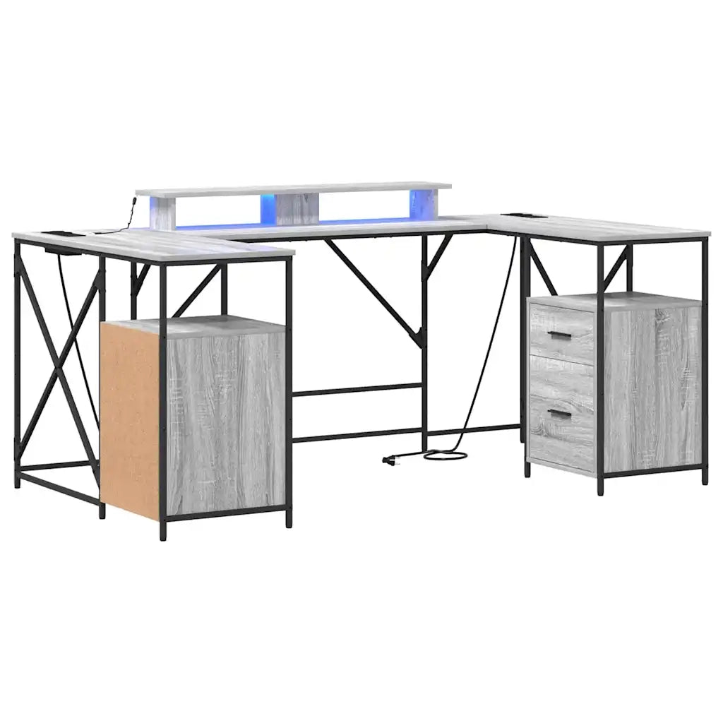 vidaXL Scrivania Grigio sonoma 182 x 101 x 87.5 cm Legno multistrato
