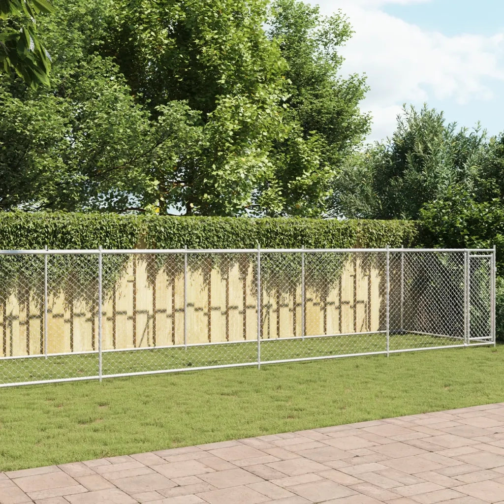 Gabbia per Cani con Porta Grigia 10x2x1,5 m in Acciaio Zincato 3209581