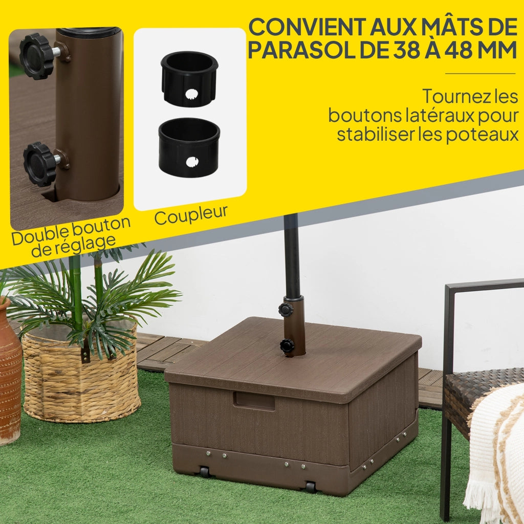 Base per Parasole con Ruote e Portavasi ¨C zephmum ¨C Marrone PE e Metallo