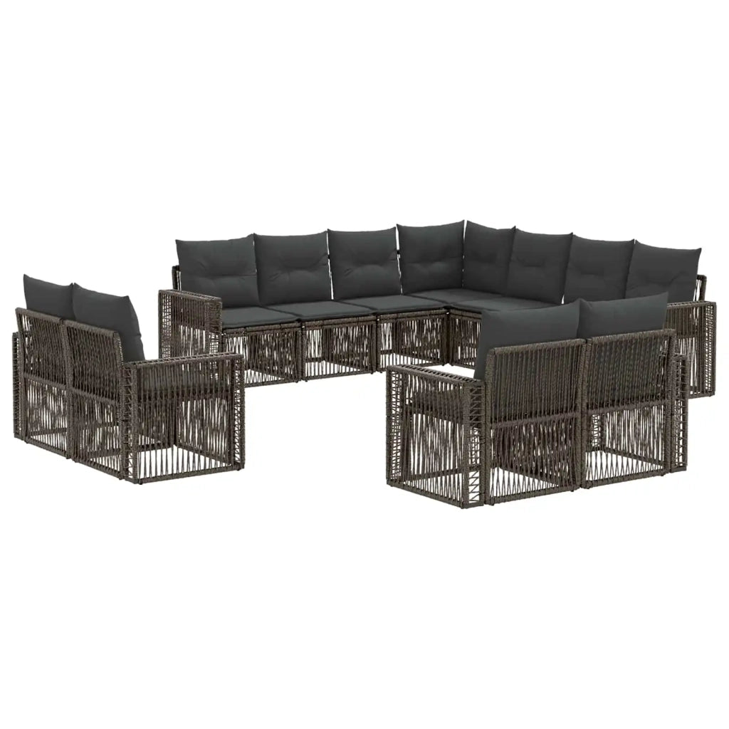 Set Divano da Giardino 11 pcs Grigio e Grigio Scuro polyrattan 3435293