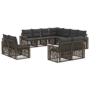 Set Divano da Giardino 11 pcs Grigio e Grigio Scuro polyrattan 3435293