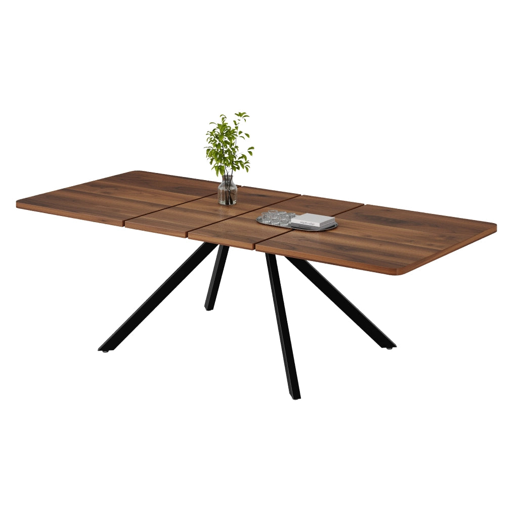 Tavolo da pranzo allungabile 160/200/240x90 cm, 6-10 posti, colore noce, struttura in MDF, portata 100 kg