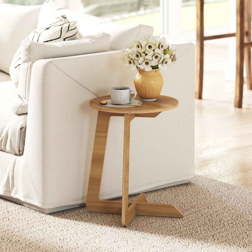 Tavolino da caff¨¨ rotondo in legno naturale ¨C zephmum ¨C 45x45x45