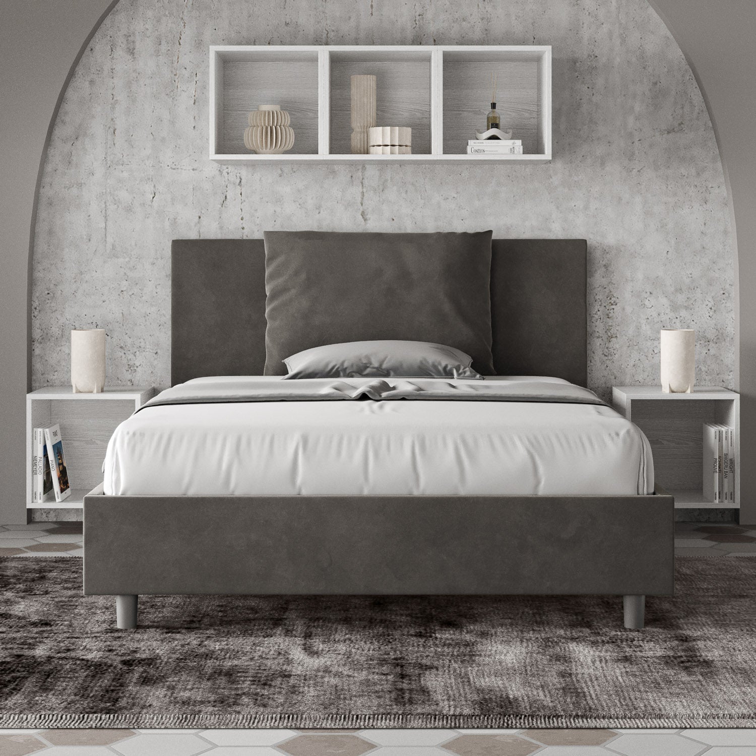 Letto Matrimoniale 160x210 cm Senza Rete Antea Grigio