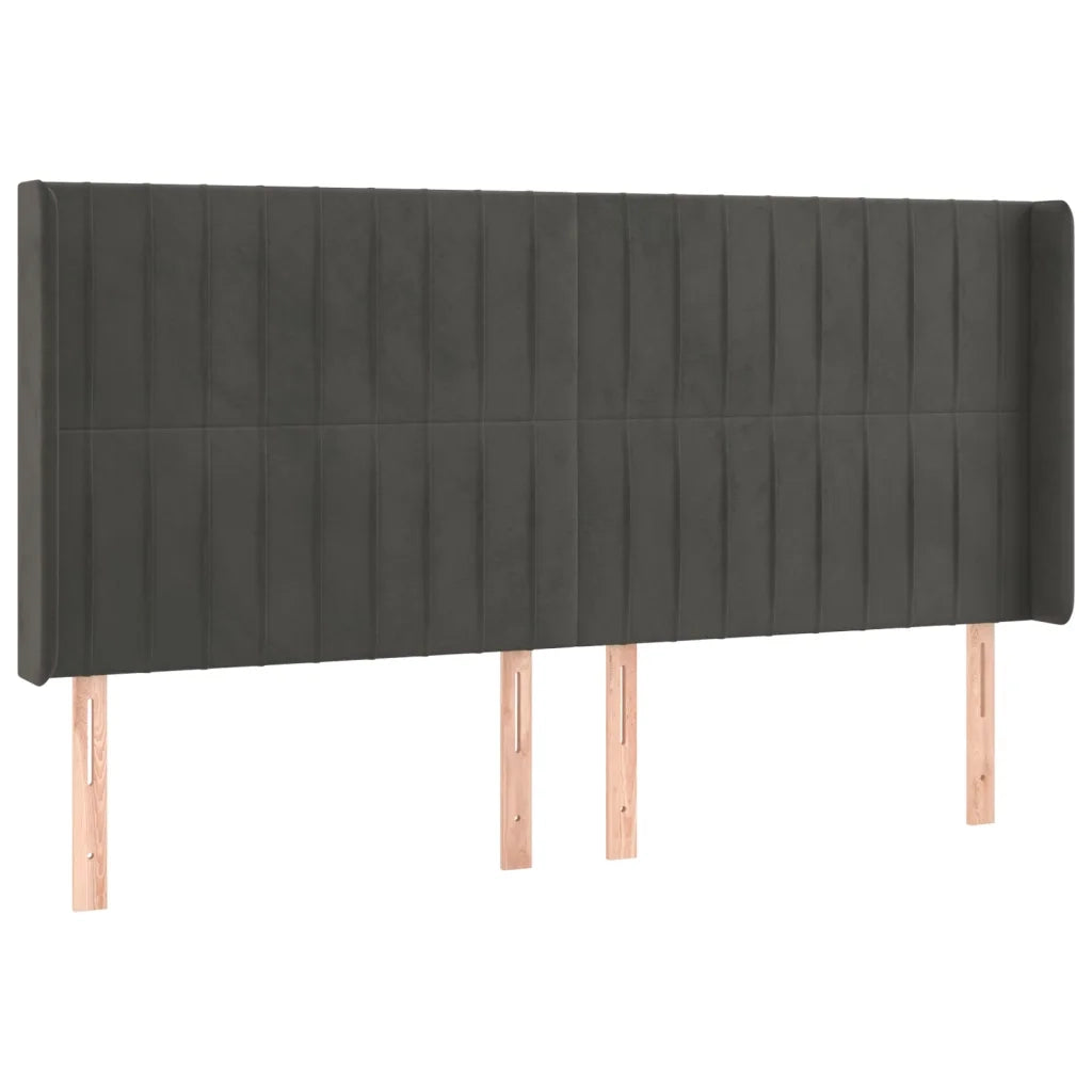 Testiera a LED-Testata con LED Grigio Scuro 163x16x118/128cm in Velluto 332527