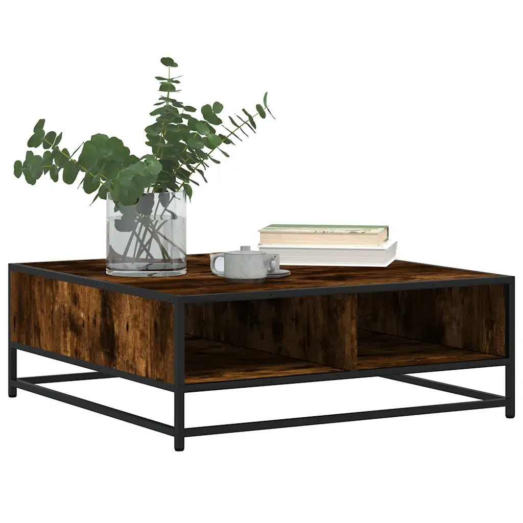 Tavolino Rovere Fumo 80x80x30 cm in Truciolato e Metallo 848771