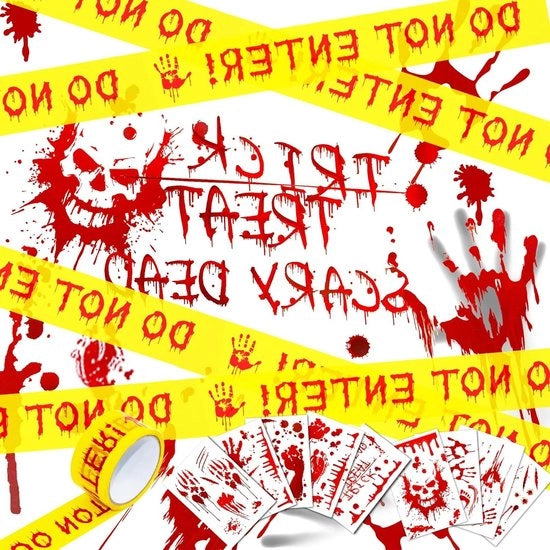 Decorazioni per finestre Halloween - Sticker horror - 8 fogli con impronte di piedi e mani