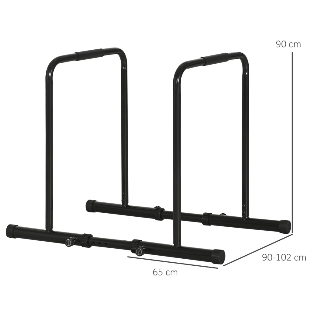 Easycomfort Barra per Dip in Acciaio ad Altezza Regolabile con 6 Lunghezze Regolabili, 90-102x65x80-90 cm, Nera