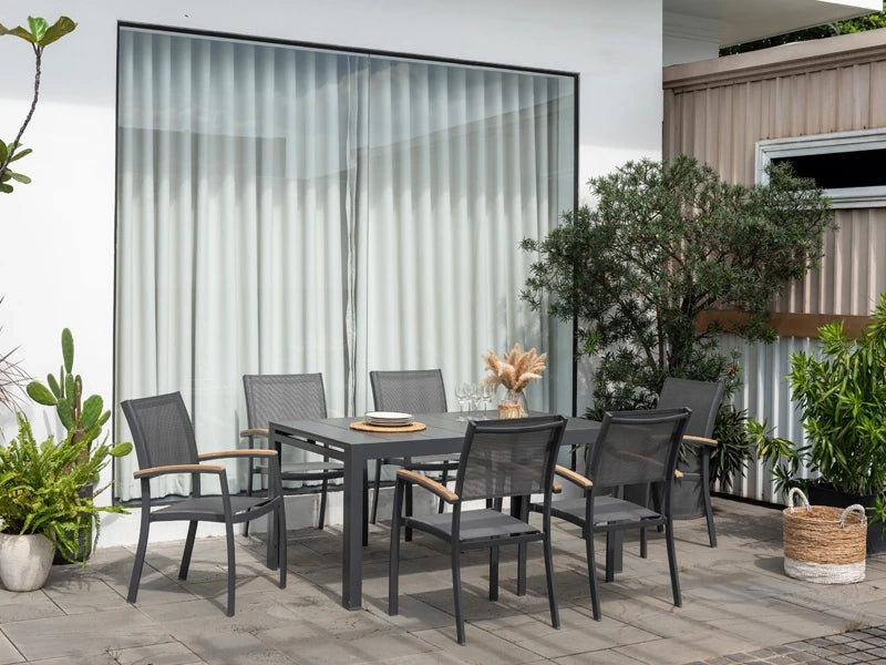 Essence - sedia da giardino - ALU con braccioli in teak