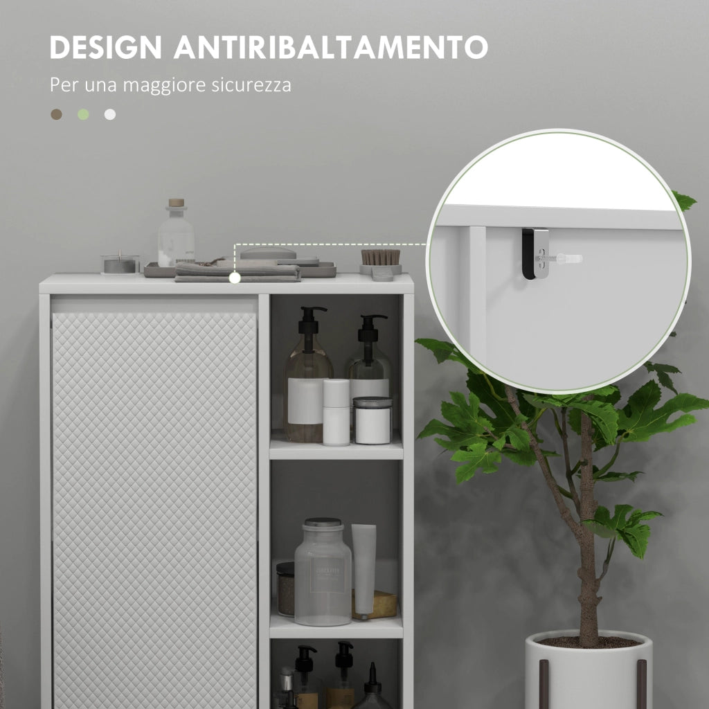Mobile Bagno con Armadietto e Ripiani Aperti ¨C Zephmum ¨C Bianco 53x30x80cm