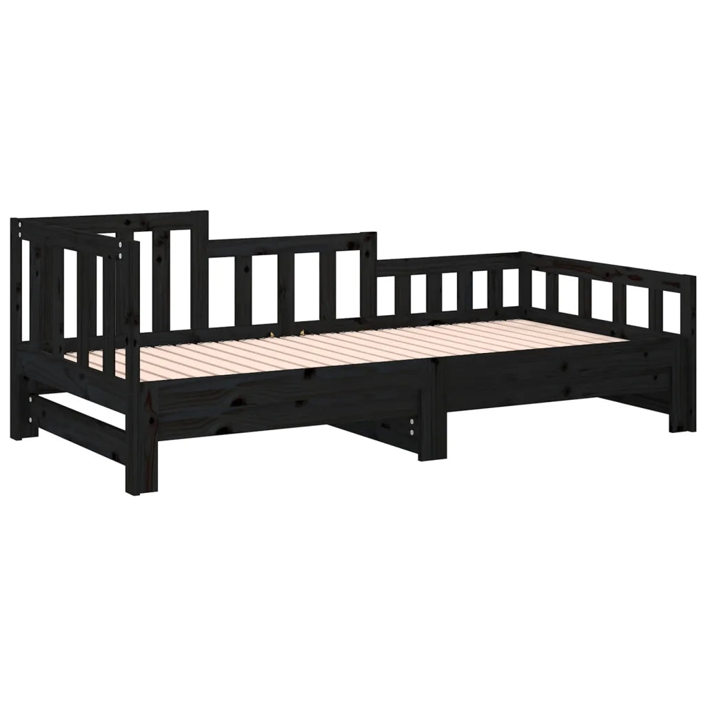Dormeuse Estraibile Nera 2x(80x200) cm Legno Massello di Pino cod mxl 61311